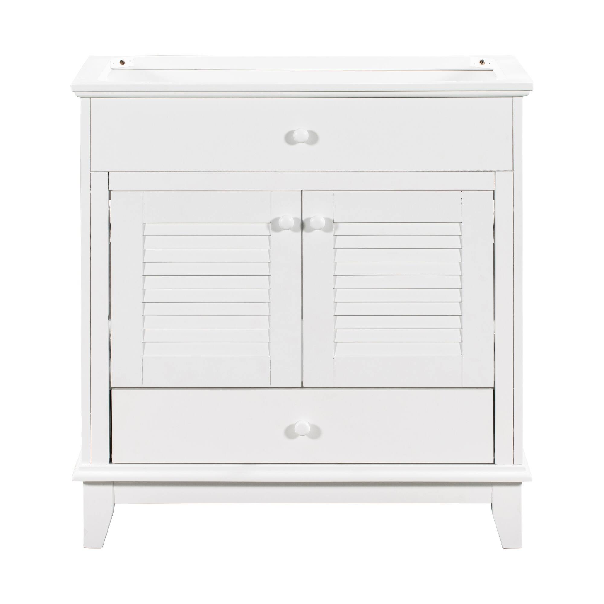 White 30" Bathroom Base Only Storage with 1 Drawer